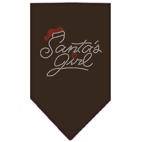 Santa's Girl Rhinestone Bandana Brown Small